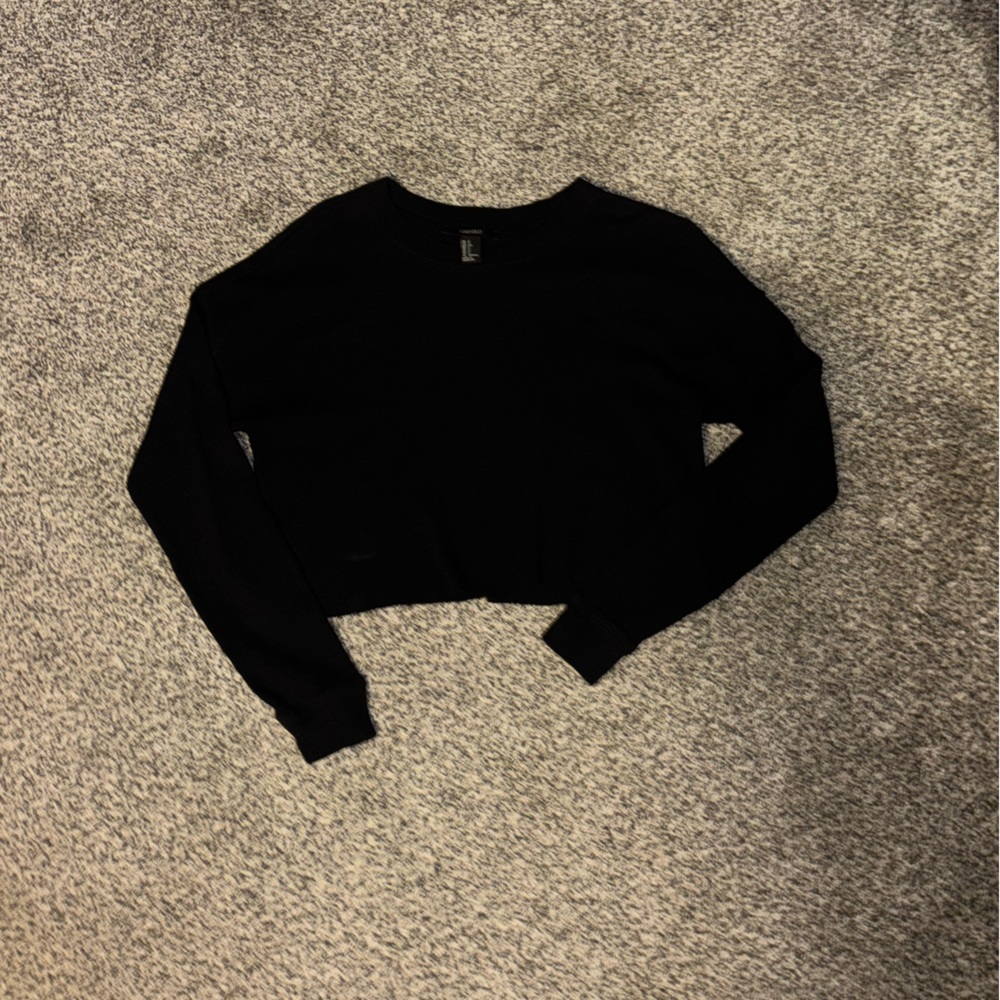 Forever 21 Textured Black Knit Top